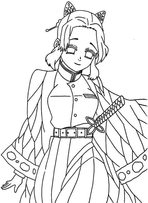 Shinobu Kocho Coloring Page Anime Coloring Pages