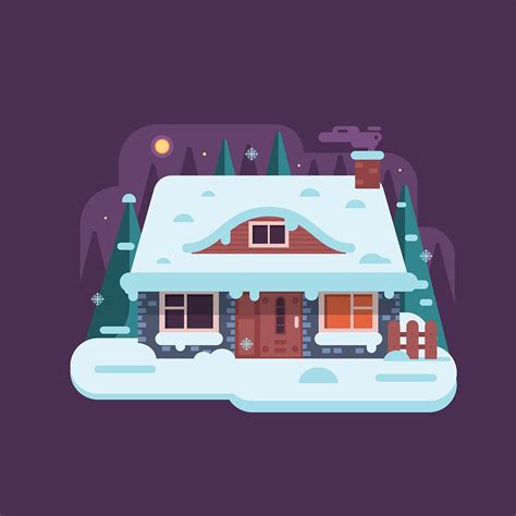 Cozy Winter Homes Illustrations On Behance Winter House Illustration