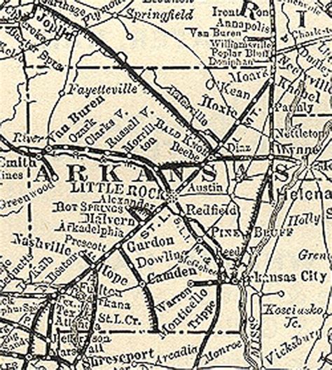 Marion Co Ar 1891 Railroad Map Of Arkansas Railroads