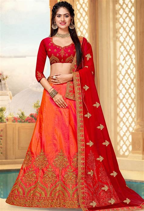 Orange Art Silk Designer Lehenga Choli Designer Lehenga Choli Lehenga Choli Online Lehenga Choli