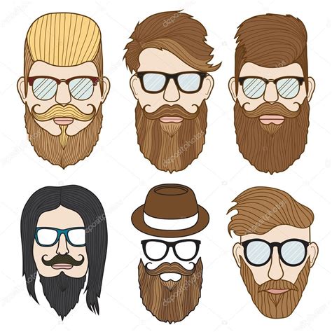 Flat Vector Hipster Faces Stock Vector Image By ©tmeerick
