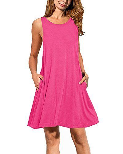 Styleword Womens Sleeveless Casual Swing T Shirt Dresses With Pockets