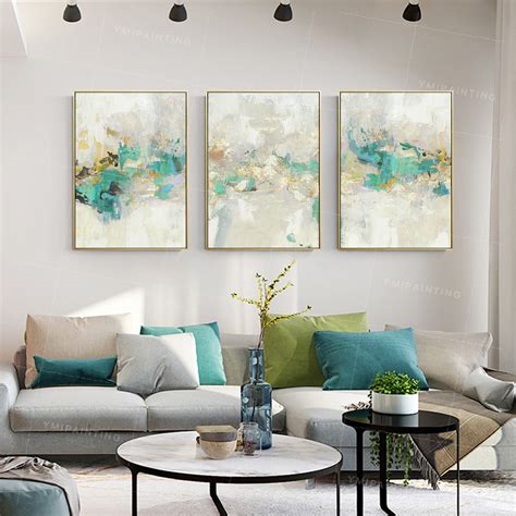 Teal Wall Art Decor 3 Piece Wall Art Framed Painting On Canvas Etsy