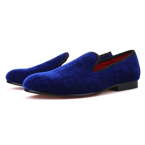 Plain Royal Blue Velvet Loafers Merlutti
