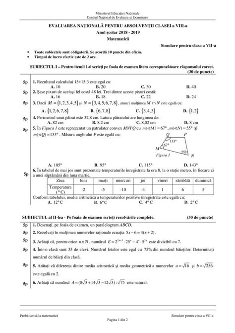 Vrei s jucm dup aceea o partid de ah ? 12.03.2019 -Simulare EN clasa a 7-a -Matematica (barem si ...