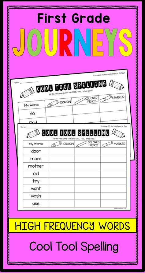 First Grade Journeys Sight Words Cool Tool Spelling High Frequency
