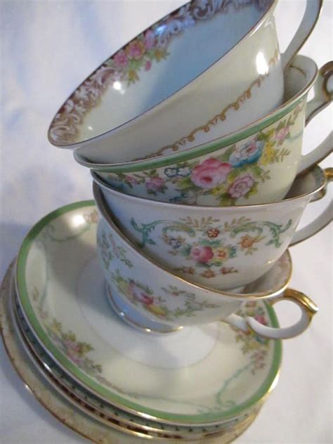 Vintage Mismatched China Cups Saucers For Thanksgiving Etsy China