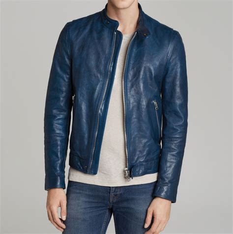 Leather Jacket For Mens Blue Biker Motorcycle Genuine Lambskin All Size