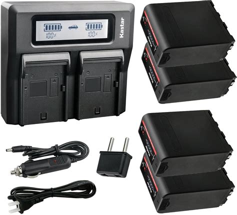 kastar 4 pack battery and lcd dual fast charger for sony np f990 pro np f970 ccd