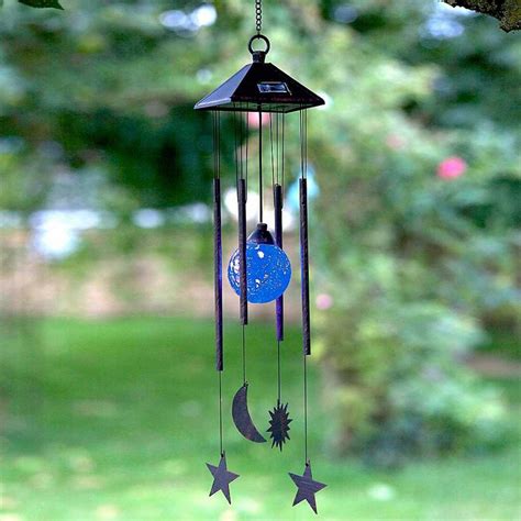 Light Up Solar Sun And Moon Wind Chime