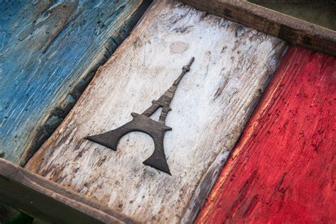 Weathered Wood One Of A Kind French Flag Wooden Vintage Art