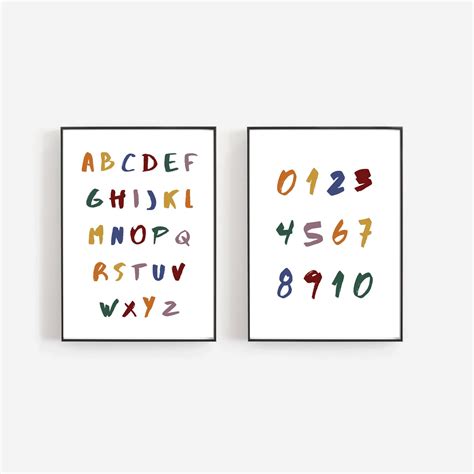 Set of 2 Baby Alphabet Poster, ABC and Numbers *Instant Download* in ...