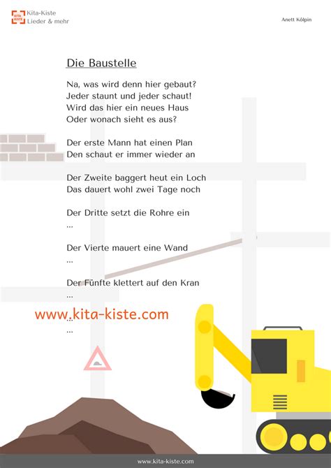 Baustelle Fingerspiel Kindergarten Fingerspiele Kindergarten