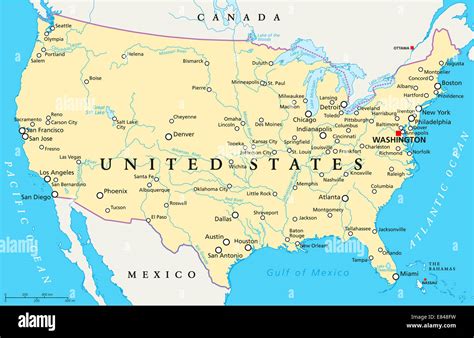 Estados Unidos De América Mapa Político Fotografía De Stock Alamy