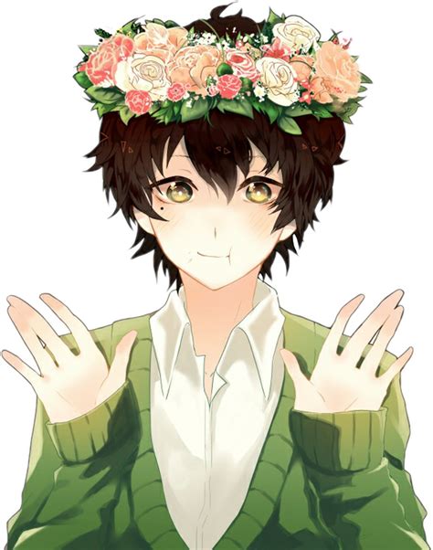 Cartoon Anime Gesture Illustration Black Hair Plant Hand