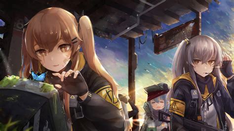 Girls Frontline G11 Ump45 Ump9 With Background Of Roof And Sky Hd Games