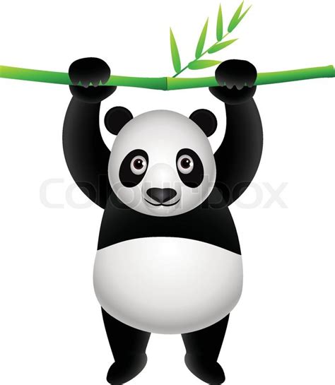 Panda Hanging On A Bamboo Stock Vector Colourbox