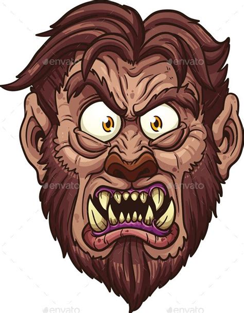 Angry Werewolf Face Vector Clip Art Illustration With Simple Gradients