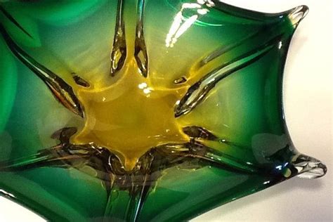 Vintage Emerald Green And Yellow Art Glass By Fourthestatesale 33 00 Clear Glass Glass Art