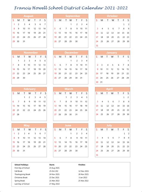 Francis Howell School District Calendar Holidays 2021 2022