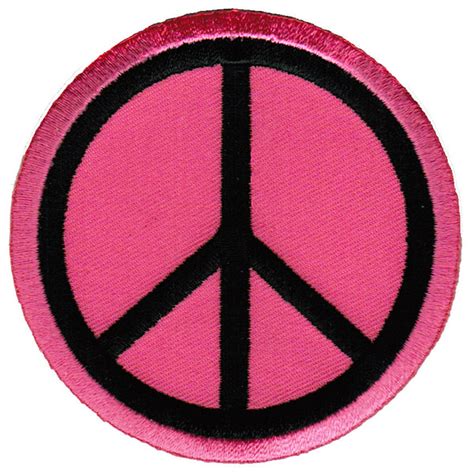 Peace Sign Pink Embroidered Patch Patchaddict