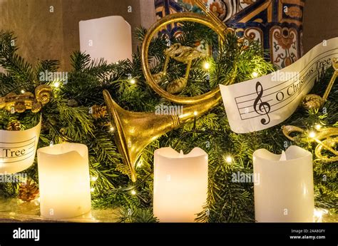 Musical Instrument Christmas Tree Decorations At Waddesdon Manor Stock