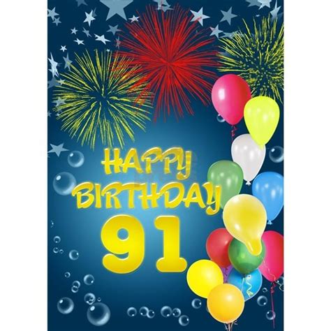 Have Fun On Your Birthday Greeting Card 91st Birthday With Fireworks