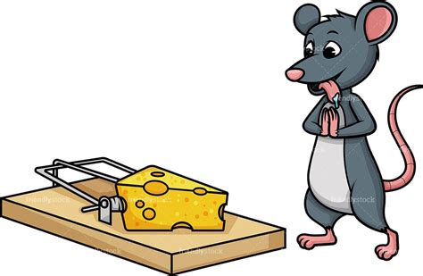 Mouse Standing Near Trap Cartoon Clipart Vector Friendlystock