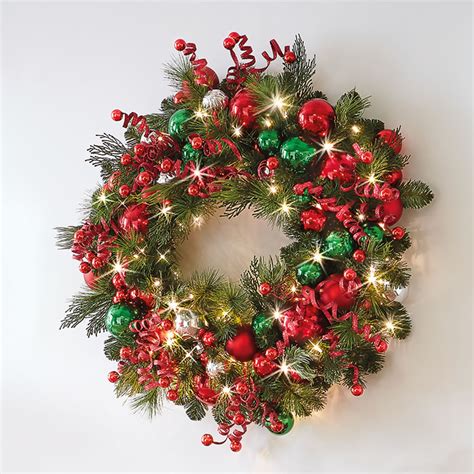 The Cordless Prelit Classic Holly Jolly Holiday Trim Wreath