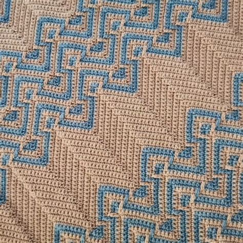 Easy Geometric Mosaic Crochet Afghanblanket Pattern Dancing Etsy In