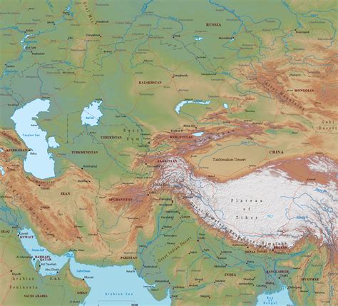 Central Asia Physical Map Living Room Design 2020