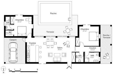 Plan de maison plain pied 4 chambres 100m2. 16 pratique Plan maison en U de plain-pied - Ooreka ...