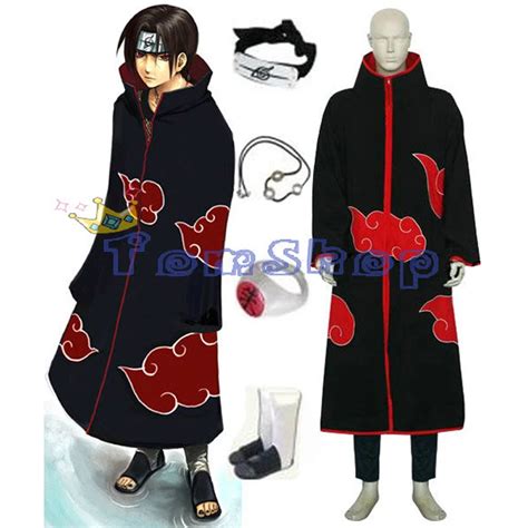 Anime Naruto Akatsuki Itachi Deluxe Cosplay Costume 7 In 1 Full Combo
