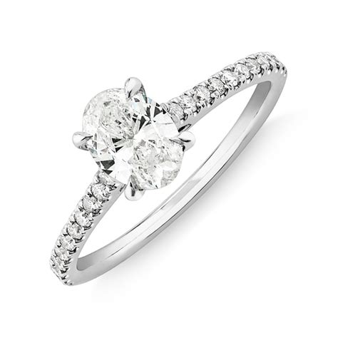 Oval Solitaire Engagement Ring With 112ct Tw Of Diamonds In 14ct White