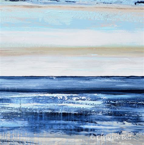 Original Art Abstract Painting Navy Blue White Beach Coastal Decor 48