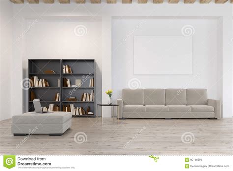 Living Room With Bookcase Close Up Stock Illustration Illustration