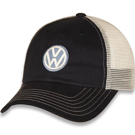 Vw Hat Navy Blue And White With Volkswagen Logo And Mesh Back All