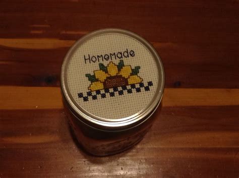 Free shipping on orders over $80! Cross stitched mason jar lid | Cross stitch, Cross ...