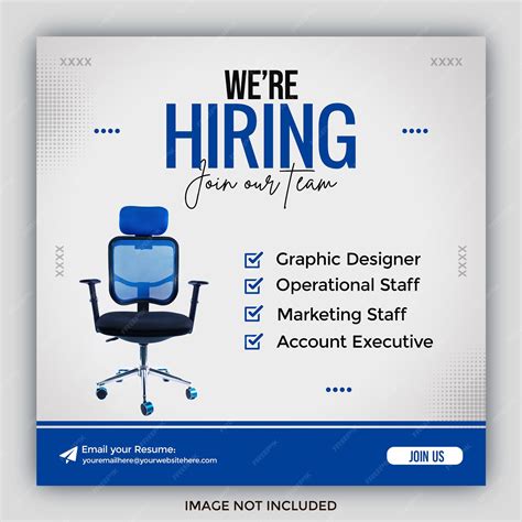 Premium PSD | We are hiring poster job vacancy square banner or social