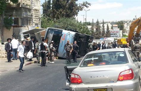 Terror Attack In Yerushalayim Arab Tractor Driver Hits A Bus Kills