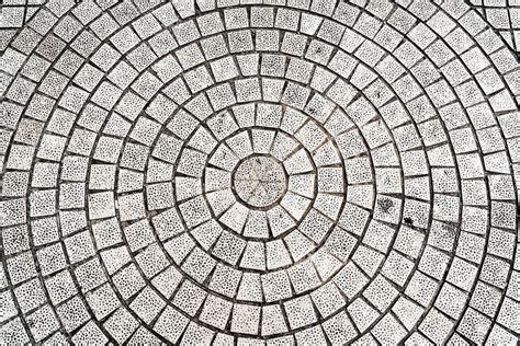 Closeup Paving Curved Circle Stone Brick On Pathway Texture Abstract
