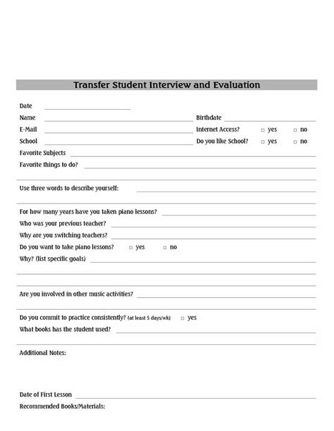 Free Student Interview Forms Student Interview Student Words To