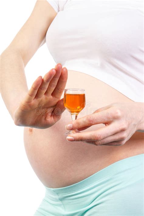 Pregnant Woman With Glass Of Wine Concept Of Unhealthy Lifestyles