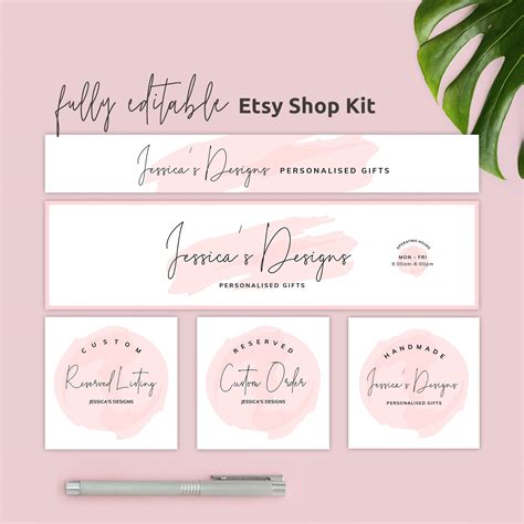Design And Templates 12pc Diy Editable Etsy Shop Kit Template Instant