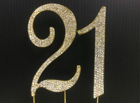 Джим стёрджесс, кевин спейси, кейт босворт и др. Rhinestone Gold NUMBER 21 Cake Topper 21 Birthday Parties