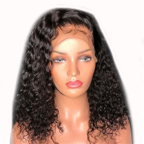 13x6 Lace Front Wig Deep Part Curly Human Hair Wig Short Bob Wig