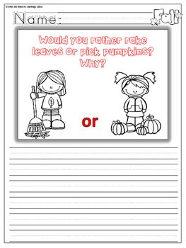 Fall Writing Opinion Prompts First Grade by Miss Dickinson's Darlings