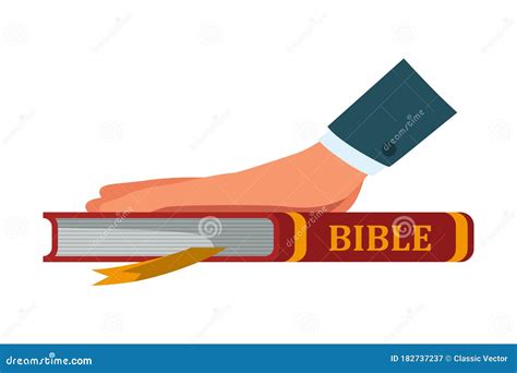 Hand On Bible Book Testimony Swear Oath In Court Vector