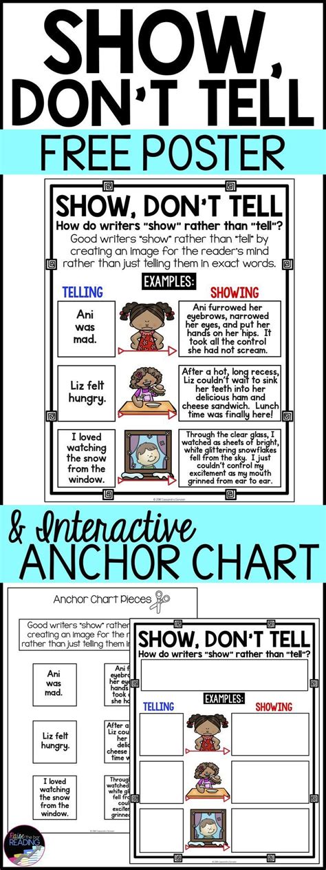 Free Writing Strategies Poster Show Dont Tell Poster And Anchor Chart