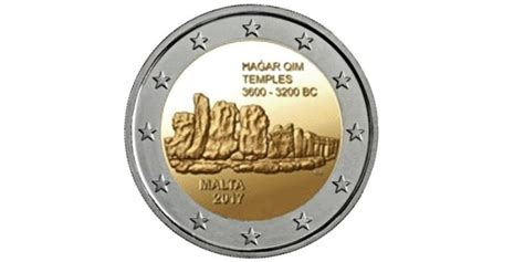 2 Euros Malta 2017 Templos De Hagar Qim Numismática Llamas